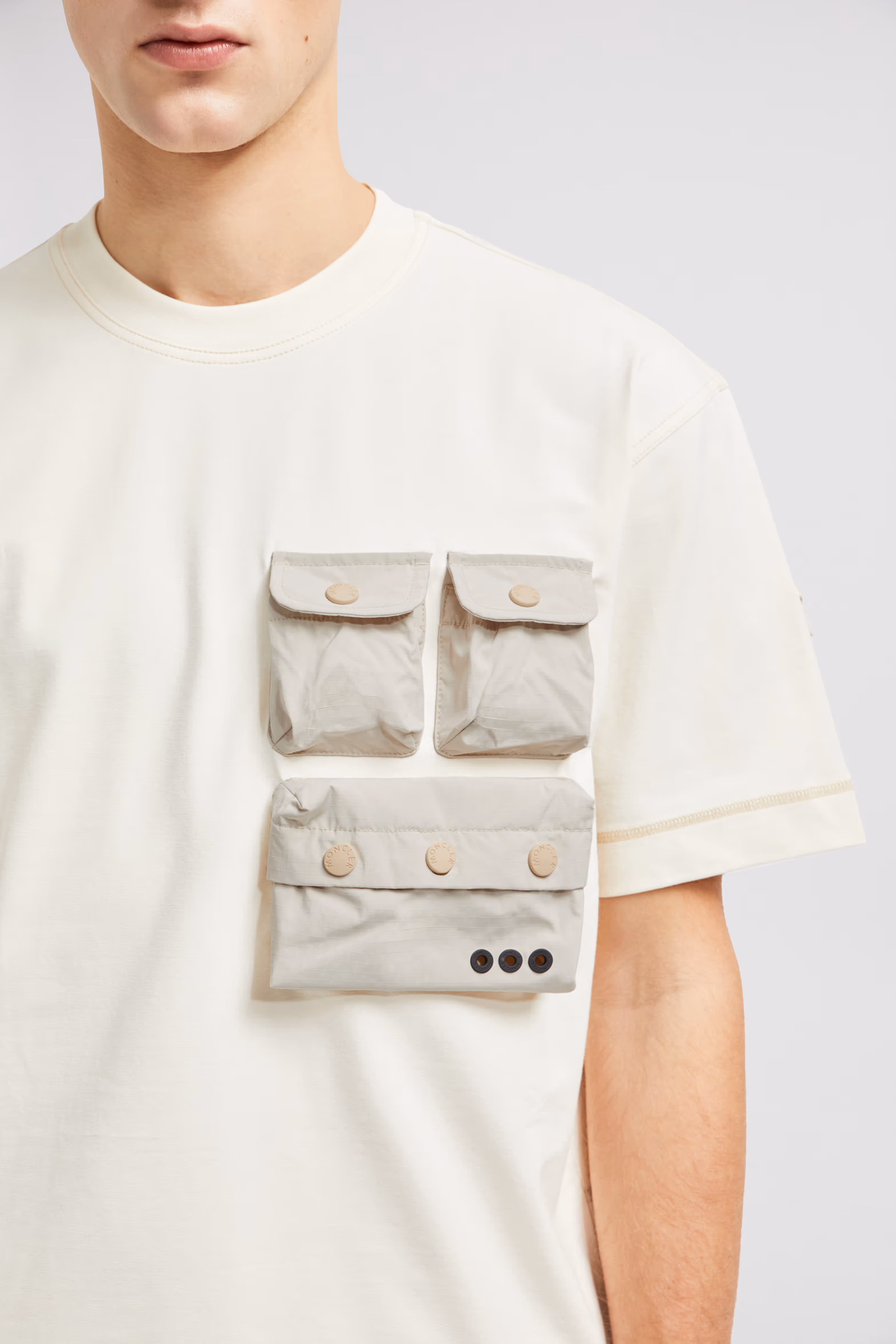 Cotton T-shirt with Pockets Men White Ivory Moncler 7